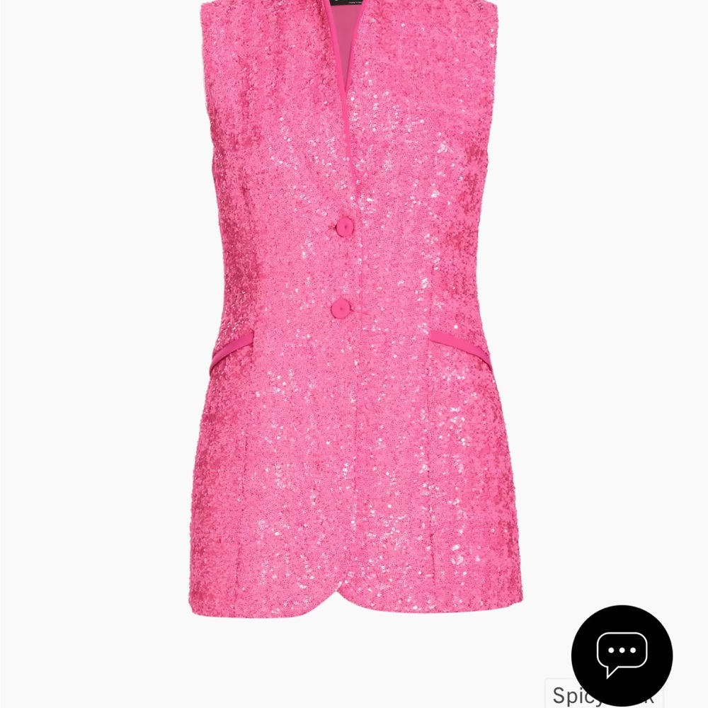 Pink Sequin Sleeveless Blazer